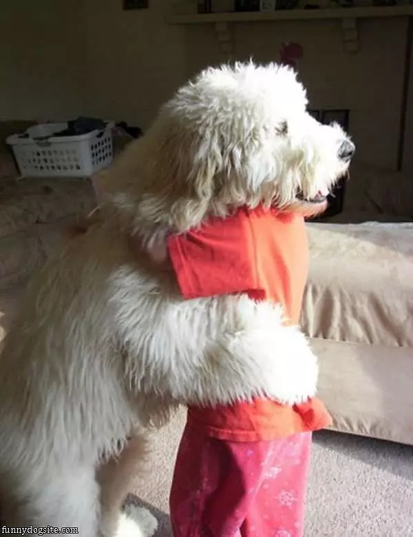 Cute Hugging Dog